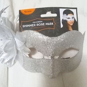 NEW !!  Masquerade mask silver shimmering rose Halloween Mask